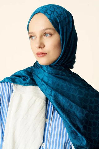 Premium Jakar Şal Halka Desen - Petrol