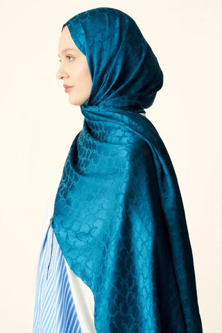 Premium Jakar Şal Halka Desen - Petrol