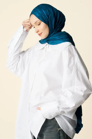 Premium Jakar Şal Dalga Desen - Petrol