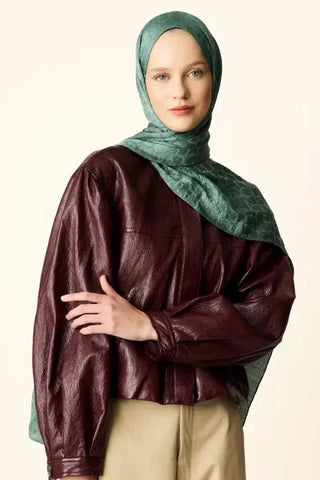 Premium Jakar Şal Halka Desen - Mint