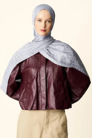 Premium Jakar Şal Halka Desen - Gri