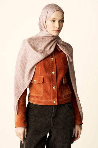 Premium Jakar Şal Halka Desen - Pudra