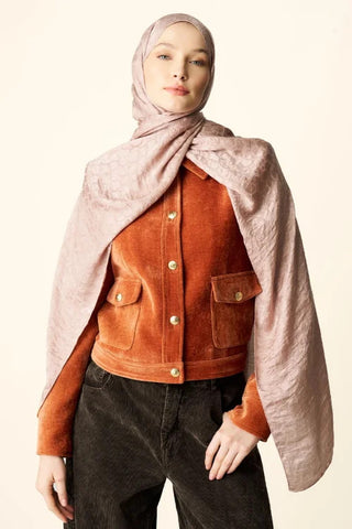 Premium Jakar Şal Halka Desen - Pudra