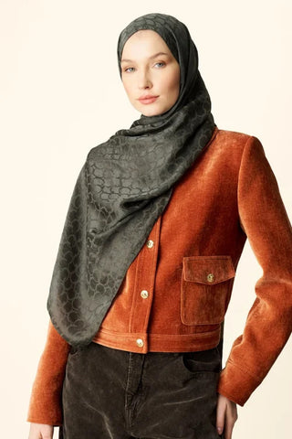 Premium Jakar Şal Halka Desen - Haki