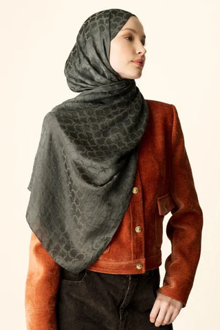 Premium Jakar Şal Halka Desen - Haki