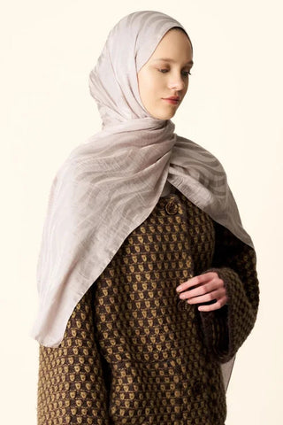 Premium Jakar Şal Dalga Desen - Taş