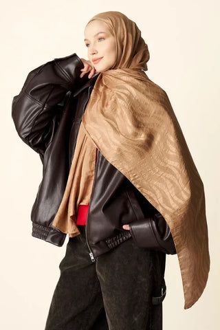 Premium Jakar Şal Dalga Desen - Bronz