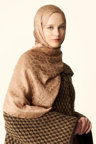 Premium Jakar Şal Halka Desen - Bronz