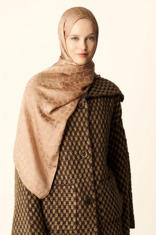 Premium Jakar Şal Halka Desen - Bronz