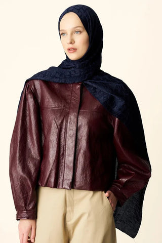 Premium Jakar Şal Halka Desen - Lacivert