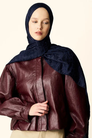 Premium Jakar Şal Halka Desen - Lacivert