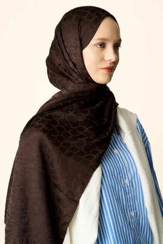 Premium Jakar Şal Halka Desen - Acı Kahve