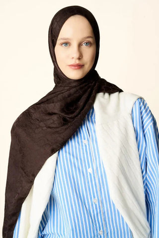 Premium Jakar Şal Halka Desen - Acı Kahve