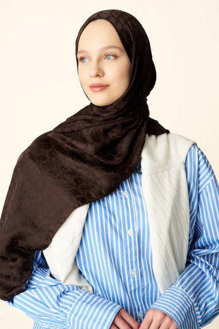 Premium Jakar Şal Halka Desen - Acı Kahve