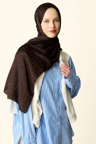 Premium Jakar Şal Halka Desen - Acı Kahve