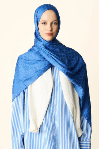 Premium Jakar Şal Halka Desen - Mavi