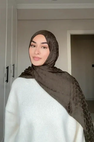 Premium Jakar Şal Halka Desen - Haki