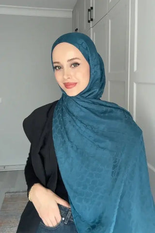 Premium Jakar Şal Halka Desen - Petrol