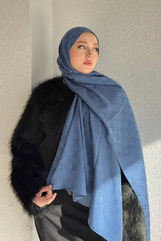 Naiya Jakar Şal Frame Desen - İndigo