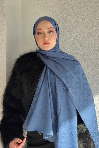 Naiya Jakar Şal Frame Desen - İndigo