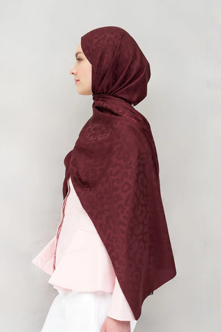 Naiya Jakar Şal Leopar Desen - Bordo