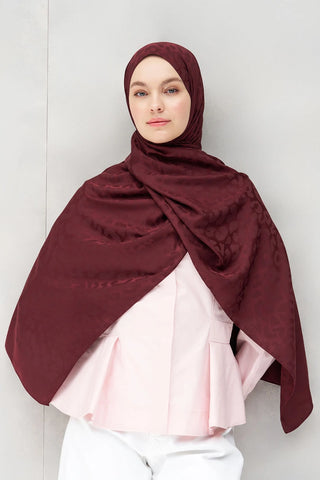 Naiya Jakar Şal Leopar Desen - Bordo