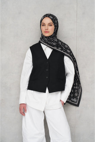 Seremoni Koleksiyonu Sara Desen Şal - Siyah
