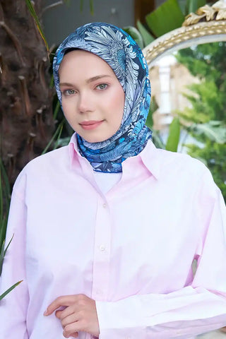 Aria Koleksiyonu Azalea Desen Eşarp - Mavi