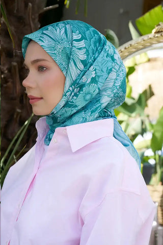 Aria Koleksiyonu Azalea Desen Eşarp - Mint