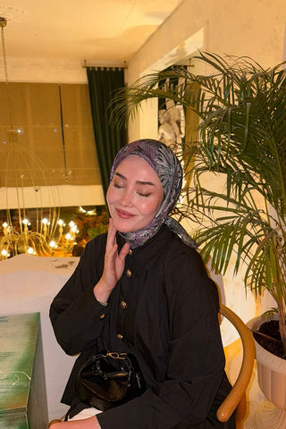 Aria Koleksiyonu Azalea Desen Eşarp - Mürdüm