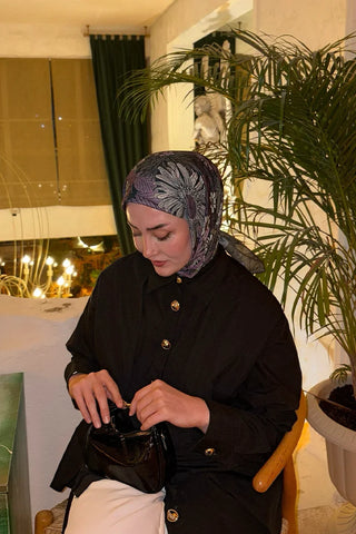 Aria Koleksiyonu Azalea Desen Eşarp - Mürdüm