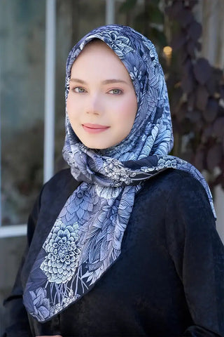 Aria Koleksiyonu Azalea Desen Eşarp - Siyah