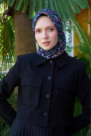 Aria Koleksiyonu Clarry Desen Eşarp - Lacivert