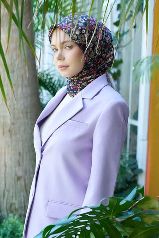 Aria Koleksiyonu Clarry Desen Eşarp - Siyah/Bej