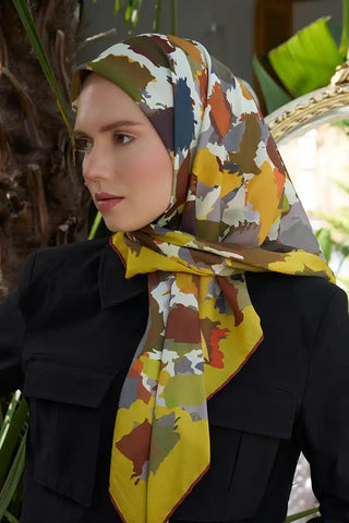 Aria Koleksiyonu Dalia Desen Eşarp - Olive