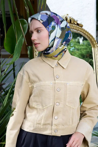 Aria Koleksiyonu Dalia Desen Eşarp - Yağ Yeşili