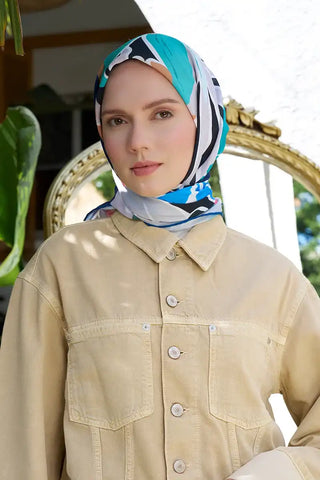 Aria Koleksiyonu Lilium Desen Eşarp - Lacivert