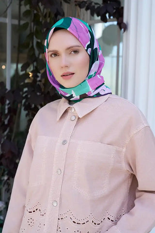 Aria Koleksiyonu Lilium Desen Eşarp - Leylak