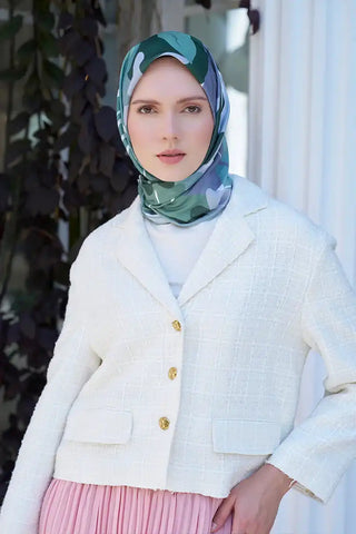 Aria Koleksiyonu Lilium Desen Eşarp - Mint