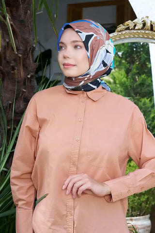 Aria Koleksiyonu Lilium Desen Eşarp - Yaprak Yeşil