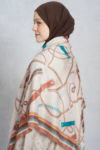 Belt Desen Omuz Şalı - Bej