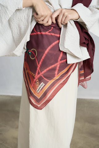 Belt Desen Omuz Şalı - Bordo
