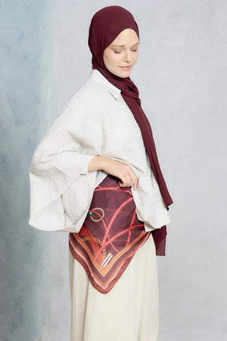 Belt Desen Omuz Şalı - Bordo