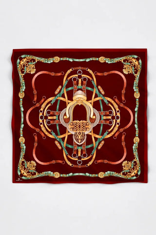 Buckle Desen Omuz Şalı - Bordo