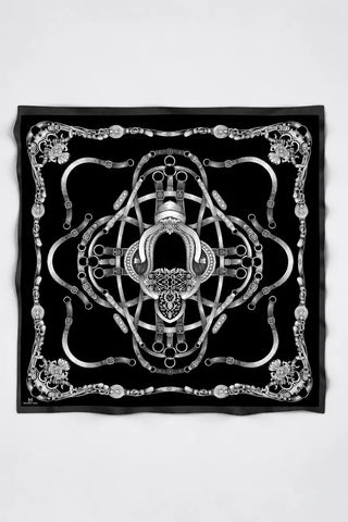 Buckle Desen Omuz Şalı - Siyah
