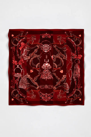 Chain Desen Omuz Şalı - Bordo