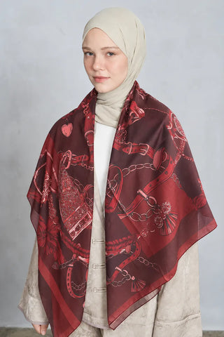 Chain Desen Omuz Şalı - Bordo