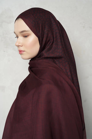 Çift Taraflı Premium Şal Ceylan Desen - Bordo