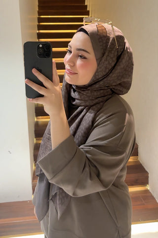 Çift Taraflı Premium Şal Ceylan Desen - Kahverengi