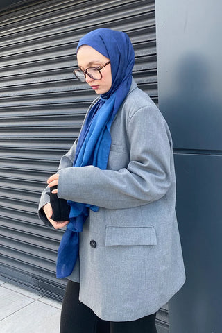 Çift Taraflı Premium Şal Ceylan Desen - Lacivert